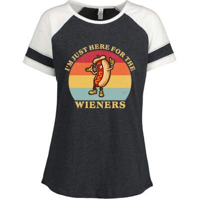 Im Just Here For The Weiners 4th Of July Enza Ladies Jersey Colorblock Tee