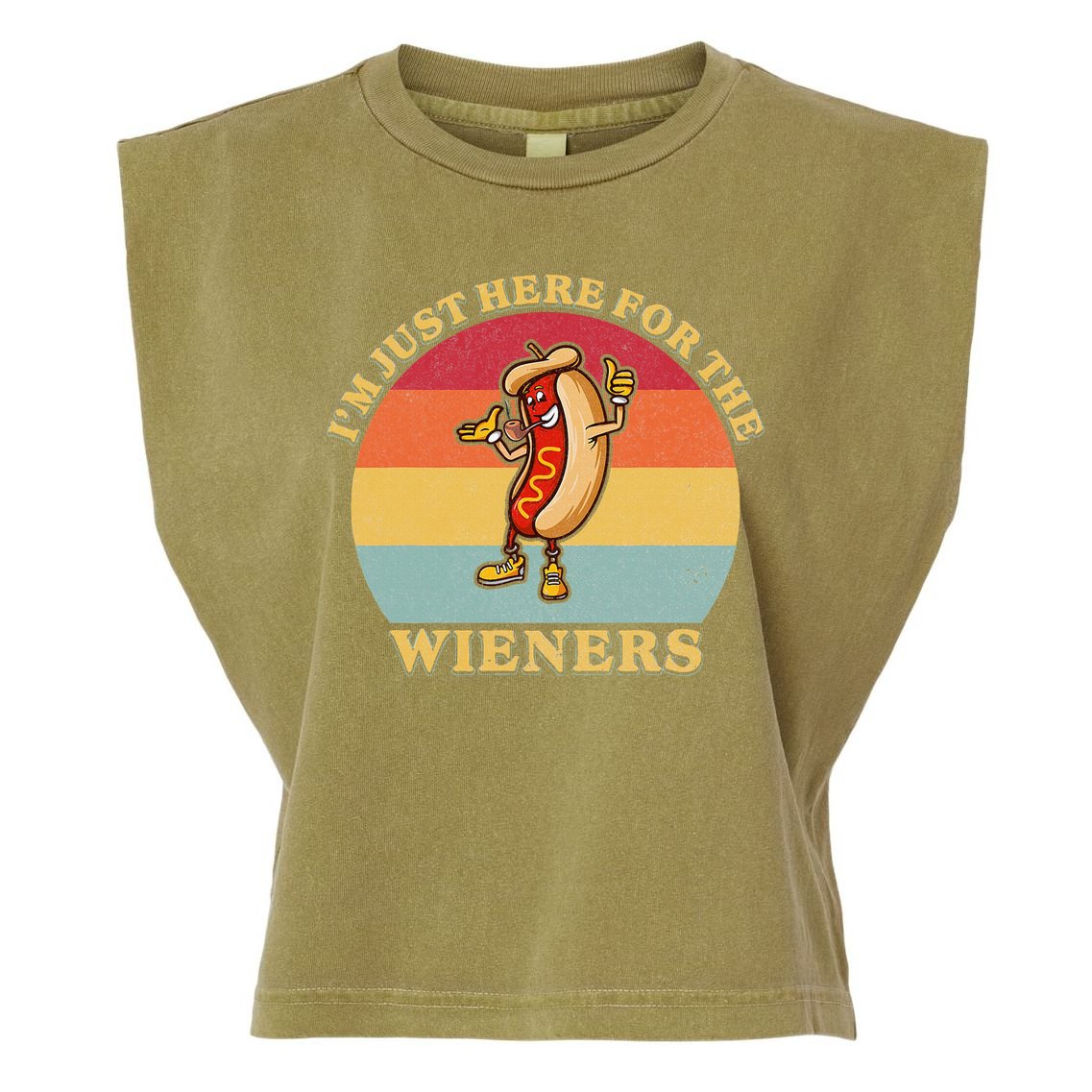 Im Just Here For The Weiners 4th Of July Garment-Dyed Women's Muscle Tee