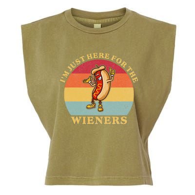 Im Just Here For The Weiners 4th Of July Garment-Dyed Women's Muscle Tee