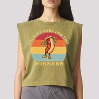 Im Just Here For The Weiners 4th Of July Garment-Dyed Women's Muscle Tee