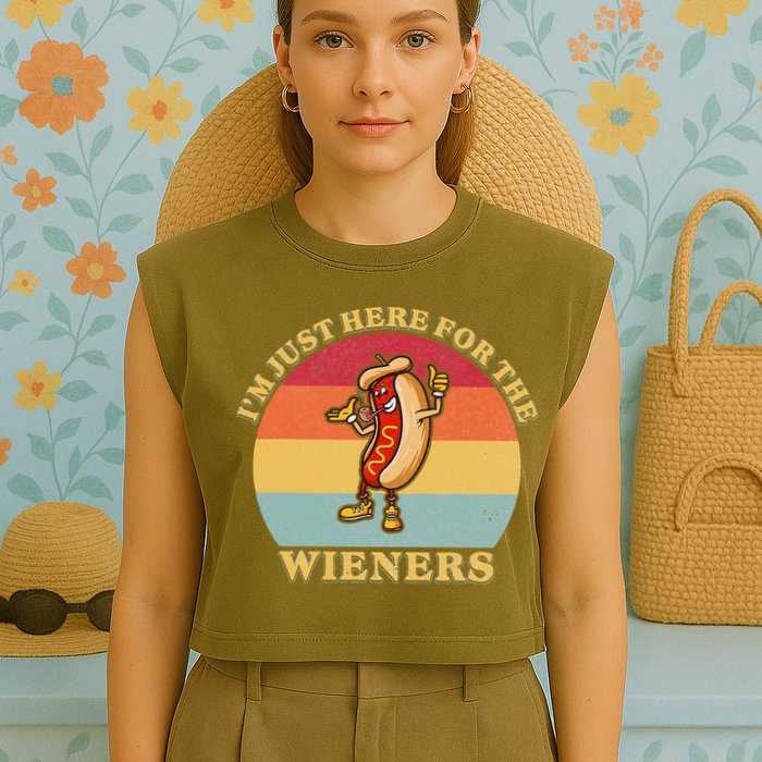 Im Just Here For The Weiners 4th Of July Garment-Dyed Women's Muscle Tee