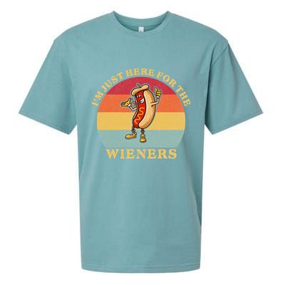 Im Just Here For The Weiners 4th Of July Sueded Cloud Jersey T-Shirt