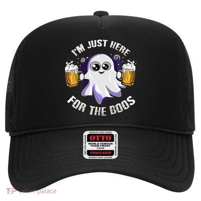 I'm Just Here For The Boos Funny Halloween Costume Gift High Crown Mesh Back Trucker Hat