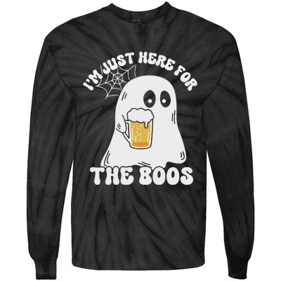 I’M Just Here For The Boos Funny Couples Halloween Tie-Dye Long Sleeve Shirt