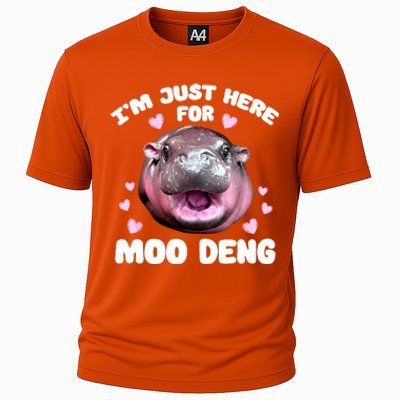 Im Just Here For Moo Deng Bouncy Souvenir Cute Baby Hippo Gift Cooling Performance Crew T-Shirt