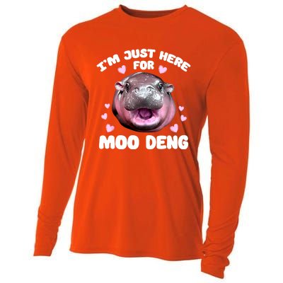 Im Just Here For Moo Deng Bouncy Souvenir Cute Baby Hippo Gift Cooling Performance Long Sleeve Crew