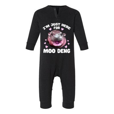 Im Just Here For Moo Deng Bouncy Souvenir Cute Baby Hippo Gift Infant Fleece One Piece