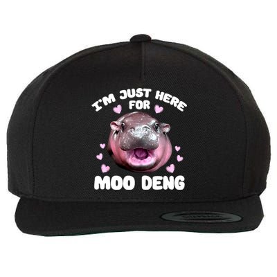 Im Just Here For Moo Deng Bouncy Souvenir Cute Baby Hippo Gift Wool Snapback Cap