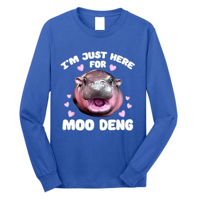 Im Just Here For Moo Deng Bouncy Souvenir Cute Baby Hippo Gift Long Sleeve Shirt