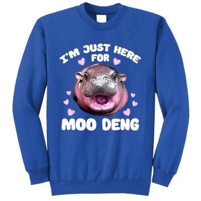 Im Just Here For Moo Deng Bouncy Souvenir Cute Baby Hippo Gift Tall Sweatshirt