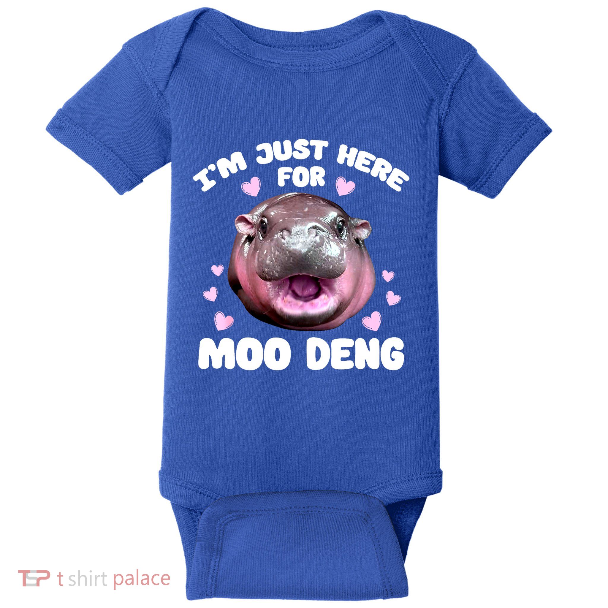 Im Just Here For Moo Deng Bouncy Souvenir Cute Baby Hippo Gift Baby Bodysuit