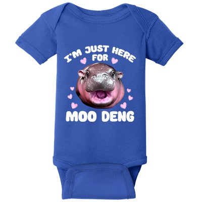 Im Just Here For Moo Deng Bouncy Souvenir Cute Baby Hippo Gift Baby Bodysuit