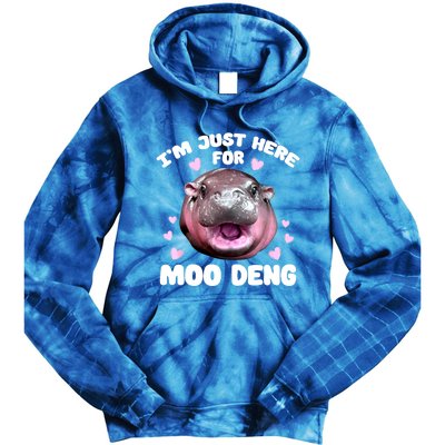 Im Just Here For Moo Deng Bouncy Souvenir Cute Baby Hippo Gift Tie Dye Hoodie