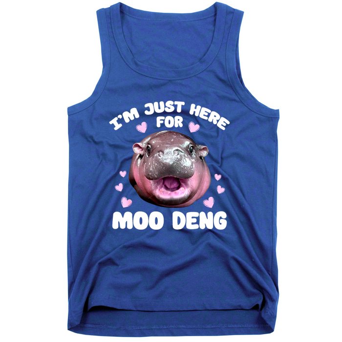 Im Just Here For Moo Deng Bouncy Souvenir Cute Baby Hippo Gift Tank Top