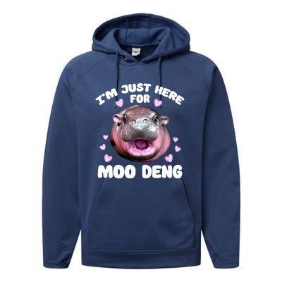 Im Just Here For Moo Deng Bouncy Souvenir Cute Baby Hippo Gift Performance Fleece Hoodie