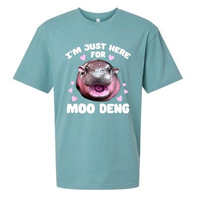 Im Just Here For Moo Deng Bouncy Souvenir Cute Baby Hippo Gift Sueded Cloud Jersey T-Shirt