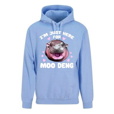 Im Just Here For Moo Deng Bouncy Souvenir Cute Baby Hippo Gift Unisex Surf Hoodie