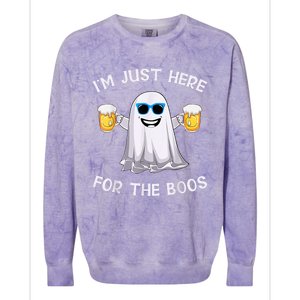 Im Just Here For The Boos Ghost Funny Halloween Beer Lover Colorblast Crewneck Sweatshirt