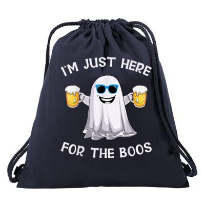 Im Just Here For The Boos Ghost Funny Halloween Beer Lover Drawstring Bag