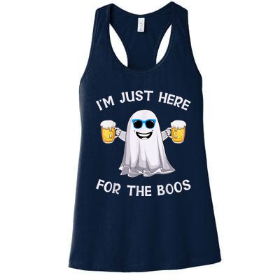 Im Just Here For The Boos Ghost Funny Halloween Beer Lover Women's Racerback Tank