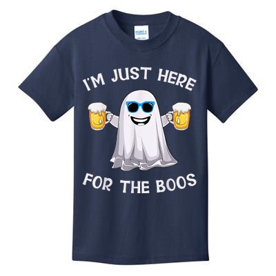 Im Just Here For The Boos Ghost Funny Halloween Beer Lover Kids T-Shirt