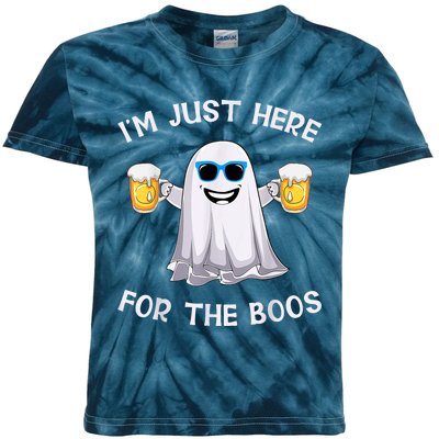 Im Just Here For The Boos Ghost Funny Halloween Beer Lover Kids Tie-Dye T-Shirt