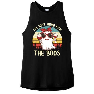 Im Just Here For The Boos Funny Halloween Outfit Gift Ladies PosiCharge Tri-Blend Wicking Tank