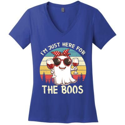 Im Just Here For The Boos Funny Halloween Outfit Gift Women's V-Neck T-Shirt