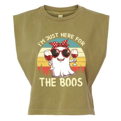 Im Just Here For The Boos Funny Halloween Outfit Gift Garment-Dyed Women's Muscle Tee