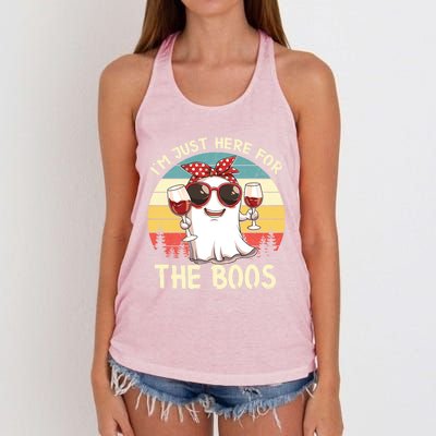 Im Just Here For The Boos Funny Halloween Outfit Gift Women's Knotted Racerback Tank