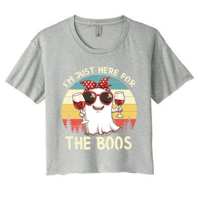 Im Just Here For The Boos Funny Halloween Outfit Gift Women's Crop Top Tee