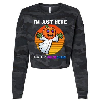 Im Just Here For The PulseChain Funny Halloween HEX Funny Halloween Pulsechain Cropped Pullover Crew