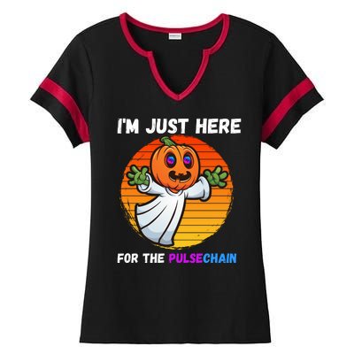 Im Just Here For The PulseChain Funny Halloween HEX Funny Halloween Pulsechain Ladies Halftime Notch Neck Tee