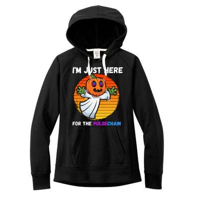 Im Just Here For The PulseChain Funny Halloween HEX Funny Halloween Pulsechain Women's Fleece Hoodie