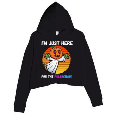 Im Just Here For The PulseChain Funny Halloween HEX Funny Halloween Pulsechain Crop Fleece Hoodie