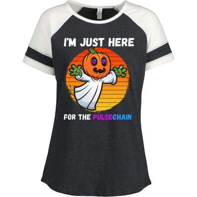 Im Just Here For The PulseChain Funny Halloween HEX Funny Halloween Pulsechain Enza Ladies Jersey Colorblock Tee