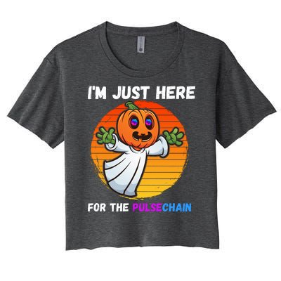 Im Just Here For The PulseChain Funny Halloween HEX Funny Halloween Pulsechain Women's Crop Top Tee