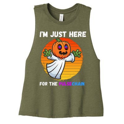 Im Just Here For The PulseChain Funny Halloween HEX Funny Halloween Pulsechain Women's Racerback Cropped Tank