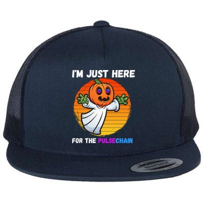 Im Just Here For The PulseChain Funny Halloween HEX Funny Halloween Pulsechain Flat Bill Trucker Hat