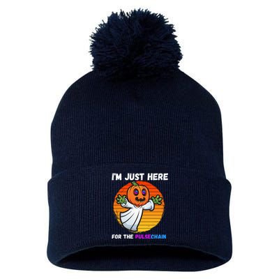 Im Just Here For The PulseChain Funny Halloween HEX Funny Halloween Pulsechain Pom Pom 12in Knit Beanie