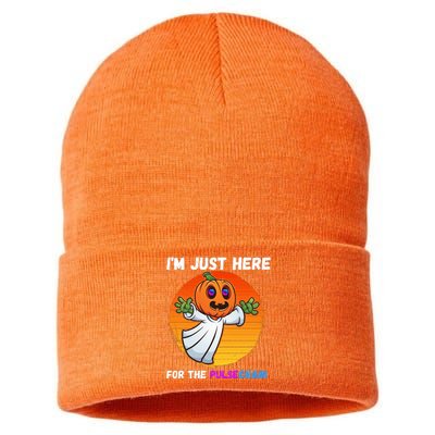 Im Just Here For The PulseChain Funny Halloween HEX Funny Halloween Pulsechain Sustainable Knit Beanie