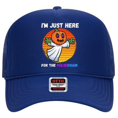 Im Just Here For The PulseChain Funny Halloween HEX Funny Halloween Pulsechain High Crown Mesh Back Trucker Hat