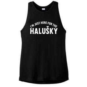 Im Just Here For The Haluški Funny Slovak Food Slovakian Gift Ladies PosiCharge Tri-Blend Wicking Tank