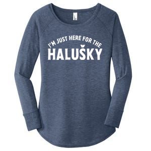 Im Just Here For The Haluški Funny Slovak Food Slovakian Gift Women's Perfect Tri Tunic Long Sleeve Shirt