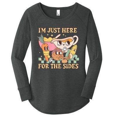 IM Just Here For The Sides Vegetarian Vegan Thanksgiving Women's Perfect Tri Tunic Long Sleeve Shirt