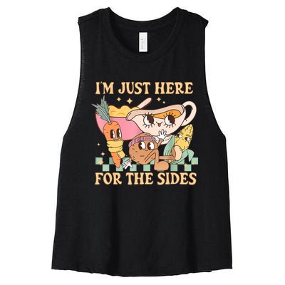 IM Just Here For The Sides Vegetarian Vegan Thanksgiving Women's Racerback Cropped Tank