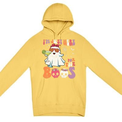 IM Just Here For The Boos Ghost Halloween Margarita Groovy Premium Pullover Hoodie