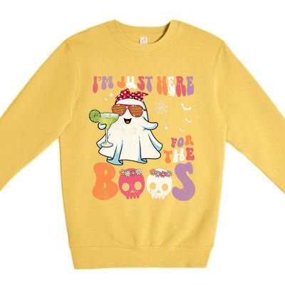 IM Just Here For The Boos Ghost Halloween Margarita Groovy Premium Crewneck Sweatshirt