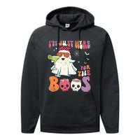 IM Just Here For The Boos Ghost Halloween Margarita Groovy Performance Fleece Hoodie