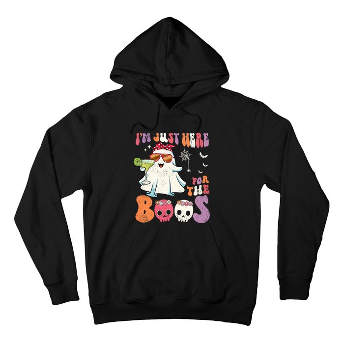 IM Just Here For The Boos Ghost Halloween Margarita Groovy Hoodie